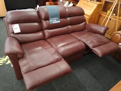 Lazy Boy (La-Z-Boy) Tulsa Red Leather 3 Seater Manual Recliner Sofa - CS S76 • £180