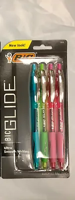 4 BIC Atlantis Glide Ball Pens Assorted Ink Medium Writes 2x Longer. Multi Color • $7.49