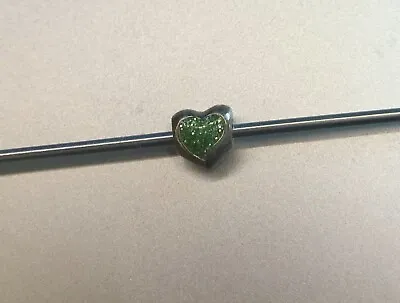 Authentic Miss Chamilia Beads 2050-0470 Glitter Heart Green  • $20