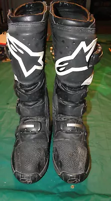 Mens Alpinestars Tech 3 Motocross Black Leather Riding Boots Size 10 Us • $74.95