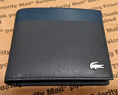 $96 • Buy Lacoste Mens Small Billfold Wallet - Dark Blue Brand New/Box