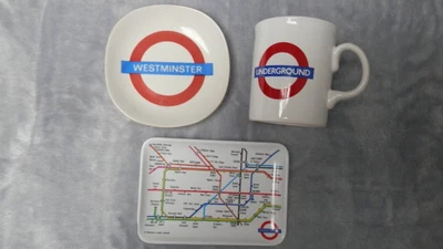 £1 • Buy LITTLE BUNDLE OF LONDON UNDERGROUND  CERAMIC  MUG & 2 X DISHES  JOB LOT