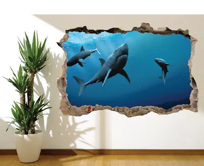 Great White Sharks Underwater Sea Wall Sticker Photo Wall Mural (17379239)  • £3.29