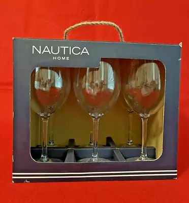 NIB Set Of 6 Clear Plastic Acrylic Outdoor 12.5 Oz Wine Glasses Nautica Stemware • $15.91