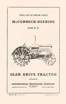 McCormick Deering 15-30 Overhauling Service Manual IH • $23.51