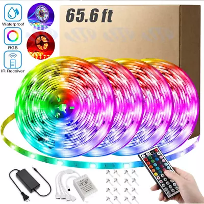 66FT Flexible 3528 RGB LED Strip Light Remote Fairy Light Room Party Waterproof • $8.08