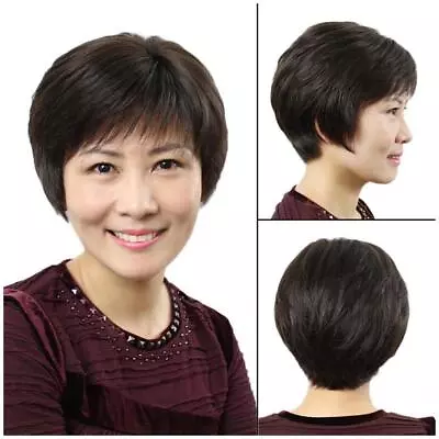 Wig Female Short Hair Real Hair Middle-Aged And Elderly Elderly Ladie Sell • $10.39