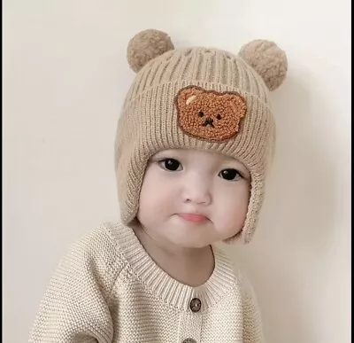 Cartoon Bear Baby Beanie Cap Winter Warm Thick Beanie  Toddler Boys Girls • $9.95