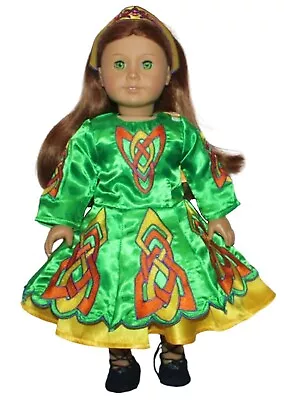 Green Irish Celtic Dress Dance Costume W/Shoes Fits 18  American Girl Size Doll • $14.99