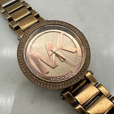 Michael Kors Parker Watch Women Rose Gold Tone Pave 50M - New Battery • $34.99