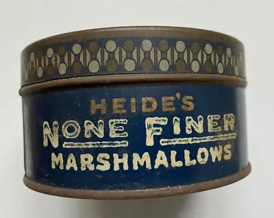 Antique Heide's None Finer Marshmallows 3 1/2 Oz Tin Can-New York-Rare Vintage • $376