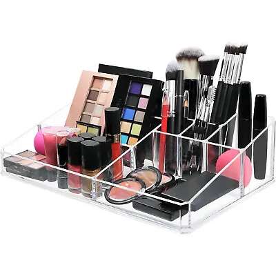 Clear 9 Compartment Acrylic Storage Organizer For Makeup And Beauty Essentials • $14.99