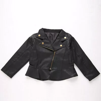 Kid Leather Jacket Jacket Cool Baby Boy Girl Motorcycle Biker Coat Outerwear • £12.99