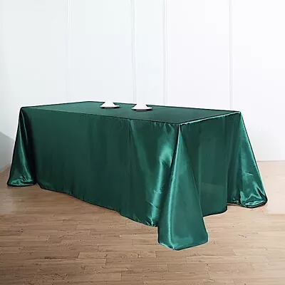 Hunter Green 90x132  RECTANGLE Satin TABLECLOTH Wedding Party Banquet Linens • $11.04