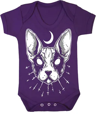 £11.99 • Buy Kids Baby Grow Suit Black Metal Cat Sphynx Alternative Rock Gothic Sphinx