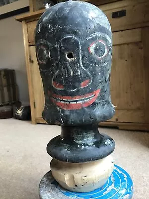 Large Early 20th Century Aunt Sally Wooden Head Fairground Game • £195