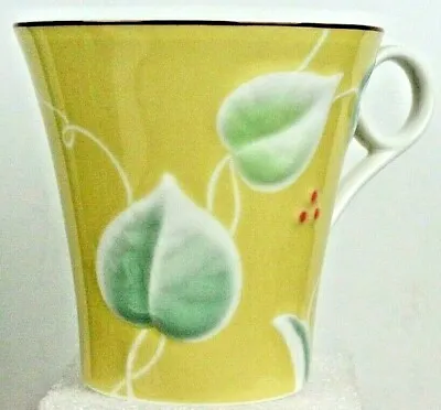 Haengnam Elegant Bone China 8 Oz. Tea Cup Yellow With 3D Green Leaves Korea New • $29.75