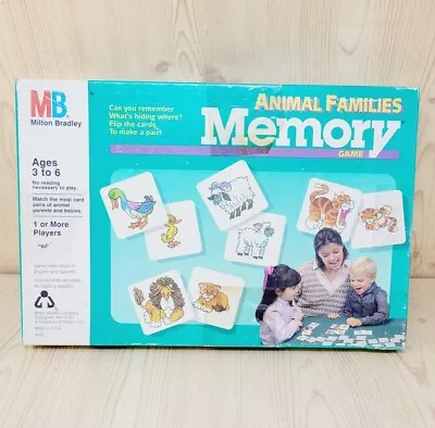 Vintage Milton Bradley Memory Card Matching Game  Animal Families  Complete • $24.97