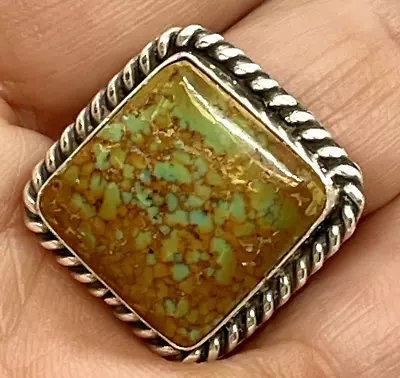 Navajo Natural Number 8 Mine Turquoise Ring Sz 9 Sterling Silver Handmade 9.7g • $93.94