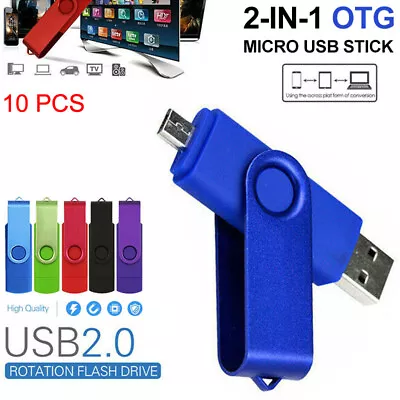 10 Pack Micro USB Flash Drive 64GB 32GB 16GB 8GB OTG Memory Stick Thumb Pendrive • $28.19