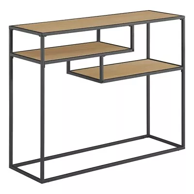 42  Metal And Wood Tiered Shelf Entry Table - Oak / Black • $105.74