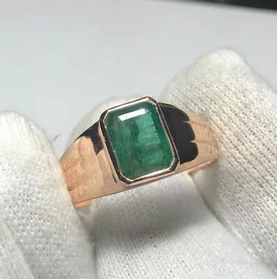 1.80ct Emerald Cut Natural Emerald Men's Wedding Ring Solid 10k Rose Gold • $974.99