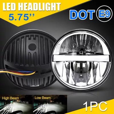 DOT Black 5-3/4 5.75  Round LED Headlight Projector Motorcycle DRL Fit For Bike • $39.74