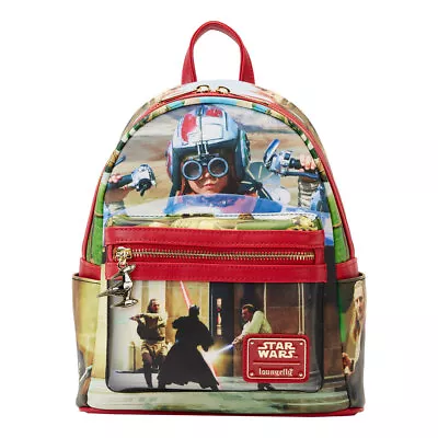 Loungefly Star Wars Mini Backpack Phantom Menace Scenes New Official Red • $45.56