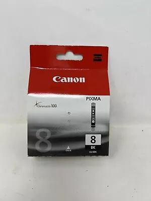 GENUINE AUTHENTIC CANON 8 BLACK CLI-8BK INK Cartridge Pixma IP6700D MP530 MP600 • £2.99