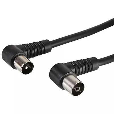 £3.85 • Buy 2m SHIELDED Coax RIGHT ANGLE Male To Female TV Aerial EXTENSION Cable BLACK
