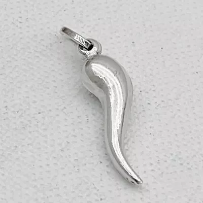 Sterling Silver .925 ITALIAN HORN Good Luck Pendant Charm  Jewelry - 1 Inch • £19.29