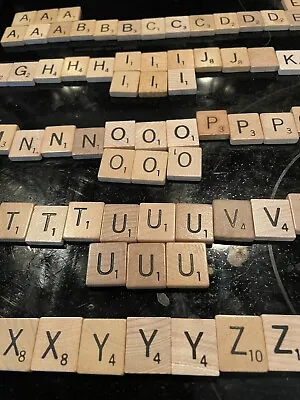 $5.99 • Buy Vintage Wooden Scrabble LETTERS Full Alphabet 3 Of Each Xtra Vowels