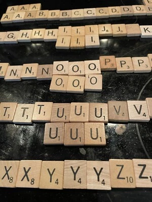 $5.99 • Buy Vintage Wooden Scrabble LETTERS Full Alphabet 3 Of Each Xtra Vowels