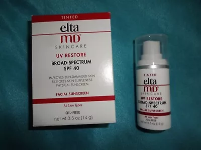 Elta MD Skincare Tinted UV Restore SPF 40 Physical Facial Sunscreen .5 Oz X 2/26 • $14