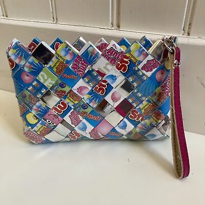 Nahui Ollin Candy Wrapper Clutch Bag Cosmetic Wallet Zipper Closure Purse • $22