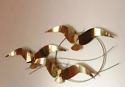 Curtis Jere Three Seagulls In Flight Brass Wall Sculpture 1985 Modernist • $800