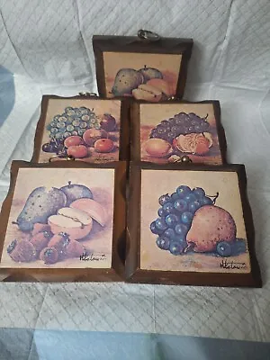 VTG.1960's KITCHEN WALL PLAQUES*DECOUPAGE *SET Of 4 W/an EXTRA ONE* # 553 • $18