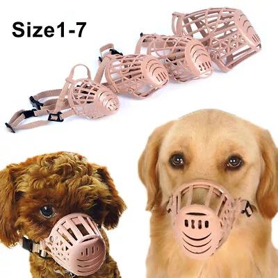 Plastic Basket Adjustable Dog Muzzle Cage Mouth Mesh For Small Medium Large Dog • £3.38