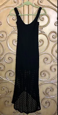 Material Girl Las Vegas Chunky Knit High Low Long Sun Dress Black Sz. Small New • $34.50