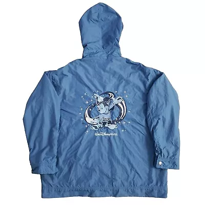 Walt Disney World Fantasia Jacket Size XL Mickey Mouse Rain Coat Blue Hood Zip • $59.99