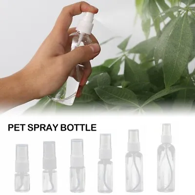 10/30/100ml Transparent Spray Bottle Plastic Refillable  Small Travel Mist Empty • £2.18