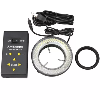 AmScope 144-LED Four-Zone Adjustable Microscope Ring Light W/ Adapter 110-220V • $119.99