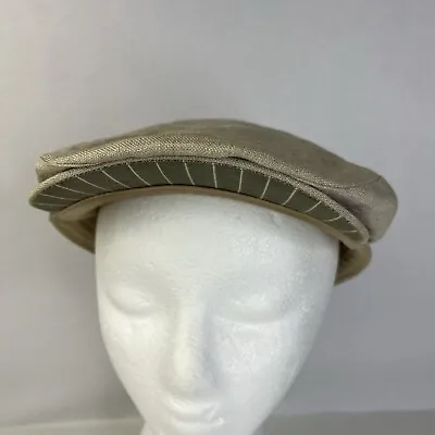 Vintage Cream Linen? Cotton Knit Newsboy Golf Cabbie Hat Beret One Size • $17.54