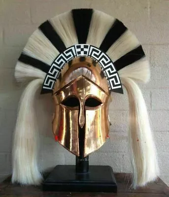 Ancient Medieval Armor Roman Greek Corinthian Leather Liner Helmet With Plume • $125.68