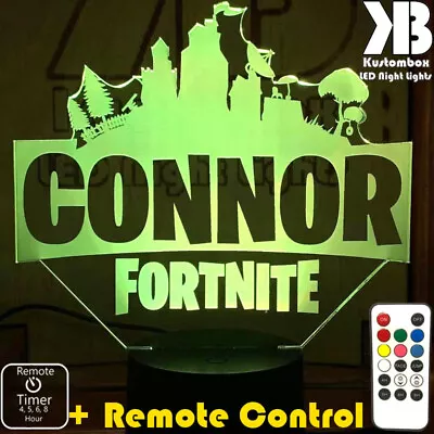 Fortnite Gamer Logo Personalised Name 3d Led Night Light Lamp + Remote Control • $49.99