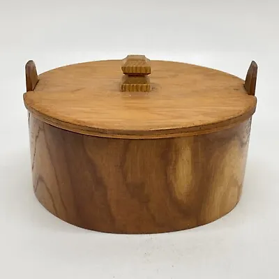 Scandinavian Style Handmade Folk Art Wood Round Tine Box Carl Hanson Hayward WI • $39.99