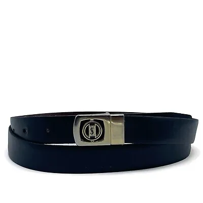 $55 • Buy Yves Saint Laurent Mens Reversible Leather Belt Size 42/105 Black & Cordovan