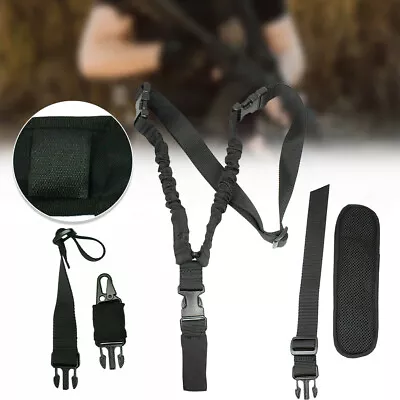 Single One Point Bungee Gun Rifle Sling+HK Clip + Swivels Strap + Shoulder Pad • $15.99