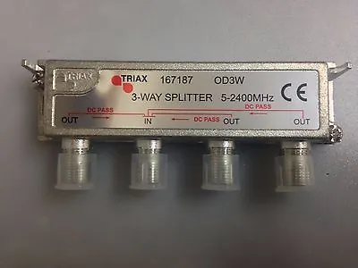 Triax 3-Way Splitter 167187 OD3W 5-2400MHz Signal Splitter With Waterproof Case • £2.95