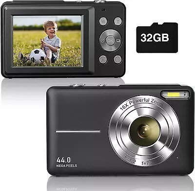 $44.09 • Buy Kids Digital Camera FHD 1080P 44MP 16X Vlogging Video For 32GB SD Teens Students